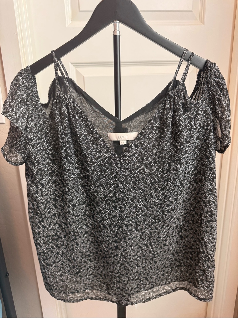 LOFT Black Floral Cold-Shoulder Camisole